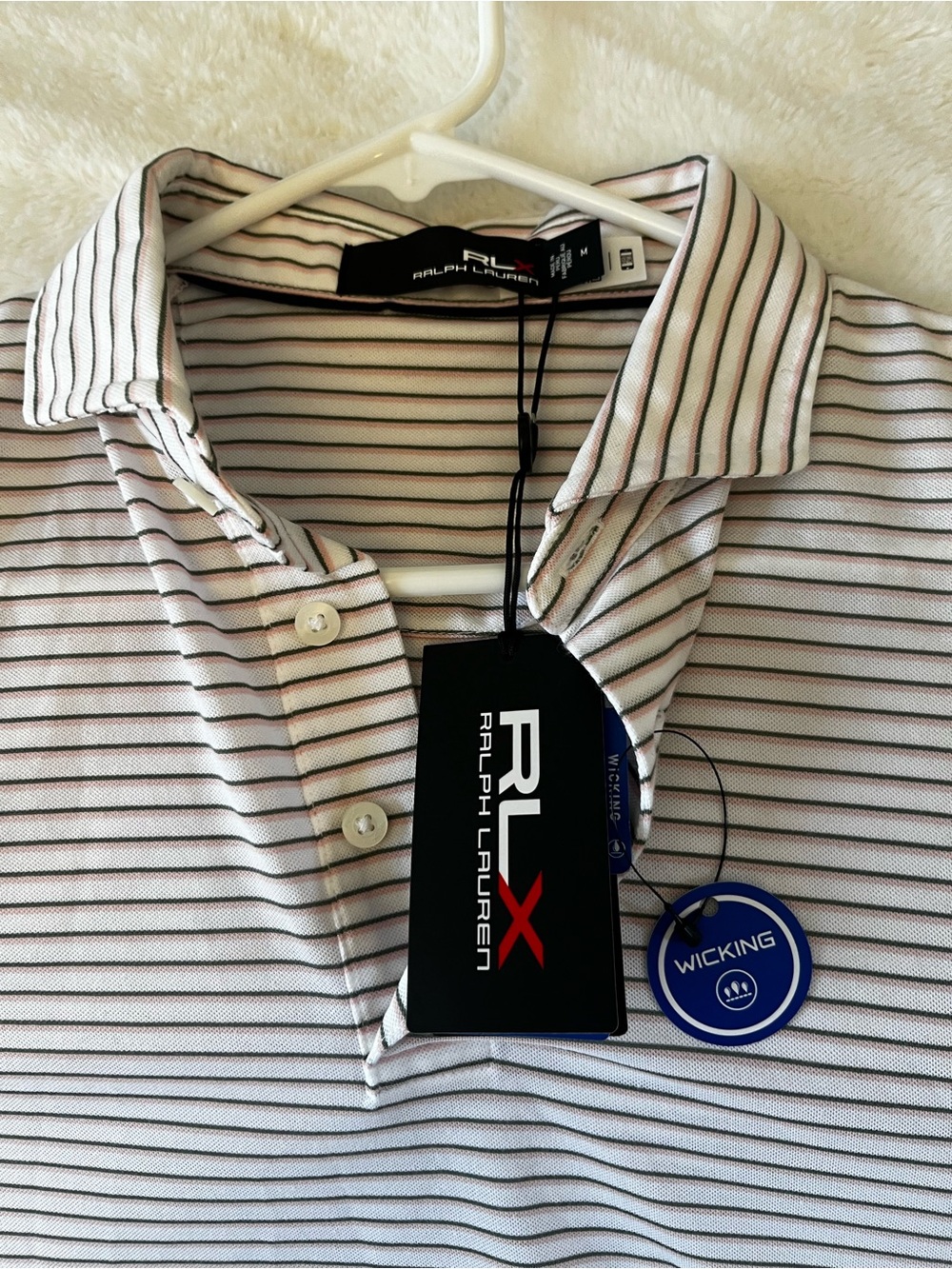 Ralph Lauren RLX Men’s White Striped Polo Shirt